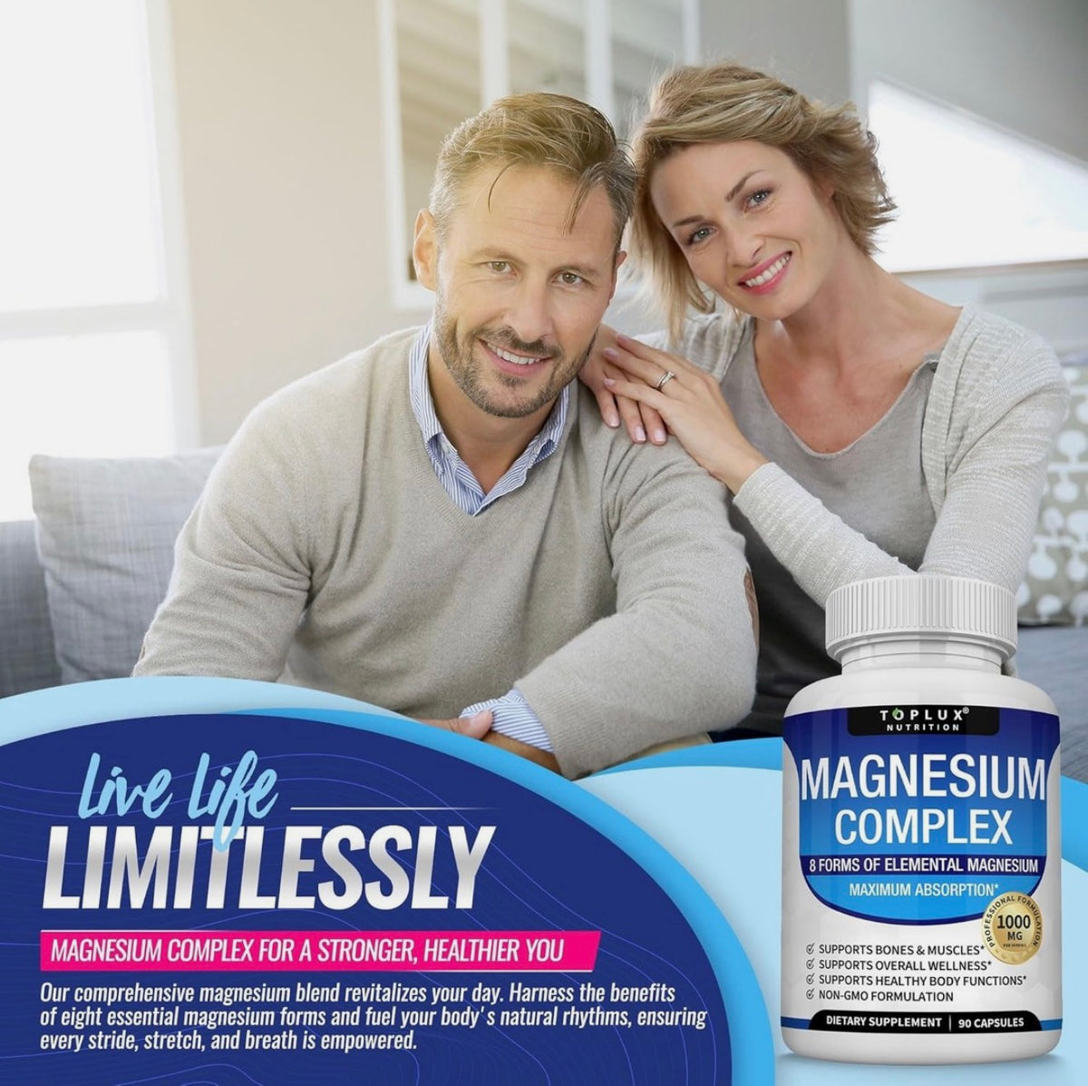 Magnesium Complex Supplement for Easy Absorption for Bones